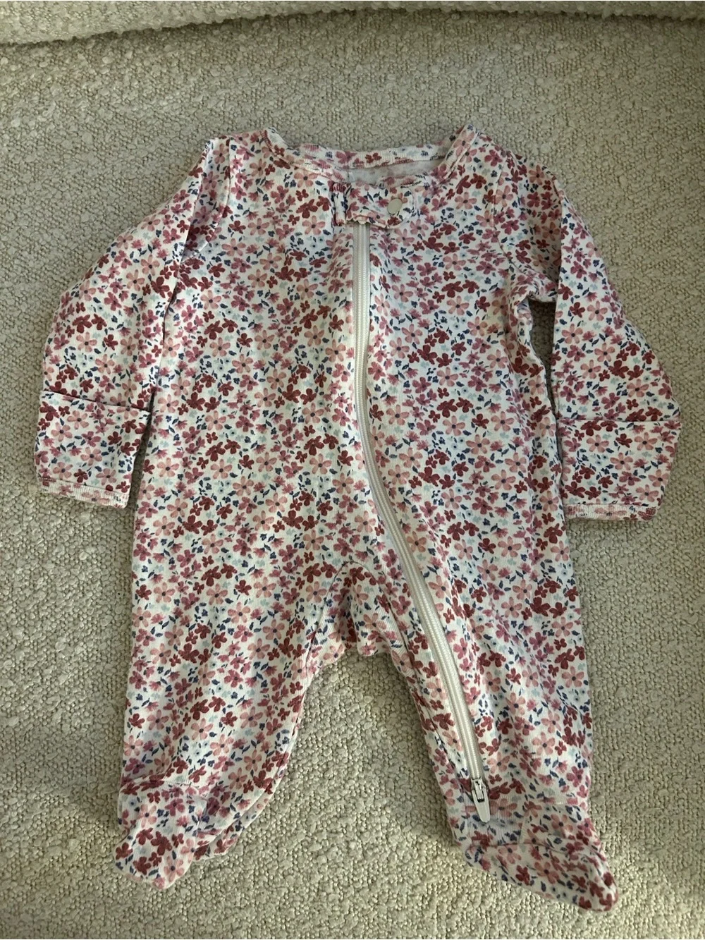Carter's Floral Zip Footed One-Piece - Pink and Blue Floral